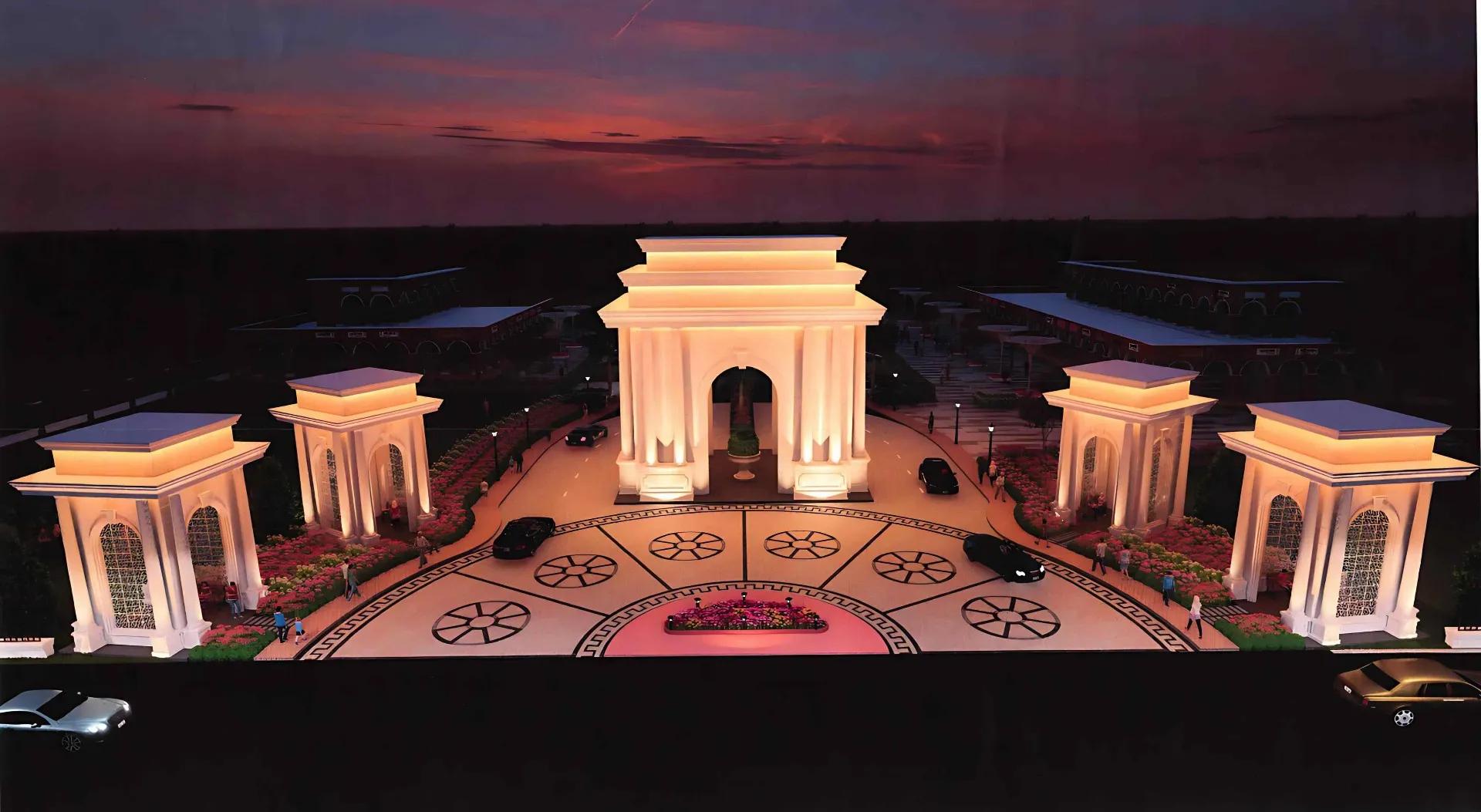 SkyOm City Lucknow Grand Entrance Gate Design with Classical Architecture