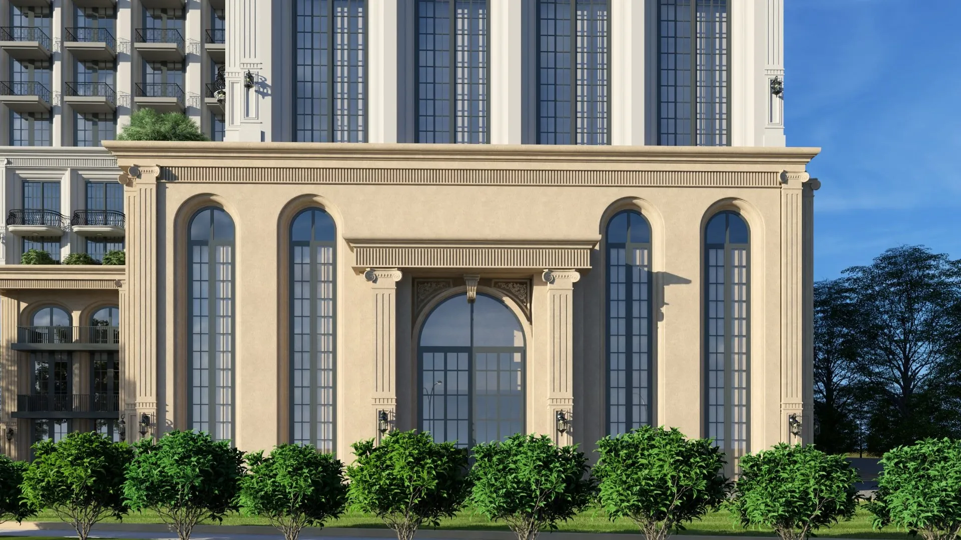 Ayodhya Studio Apartment Detailed Facade with Large Windows