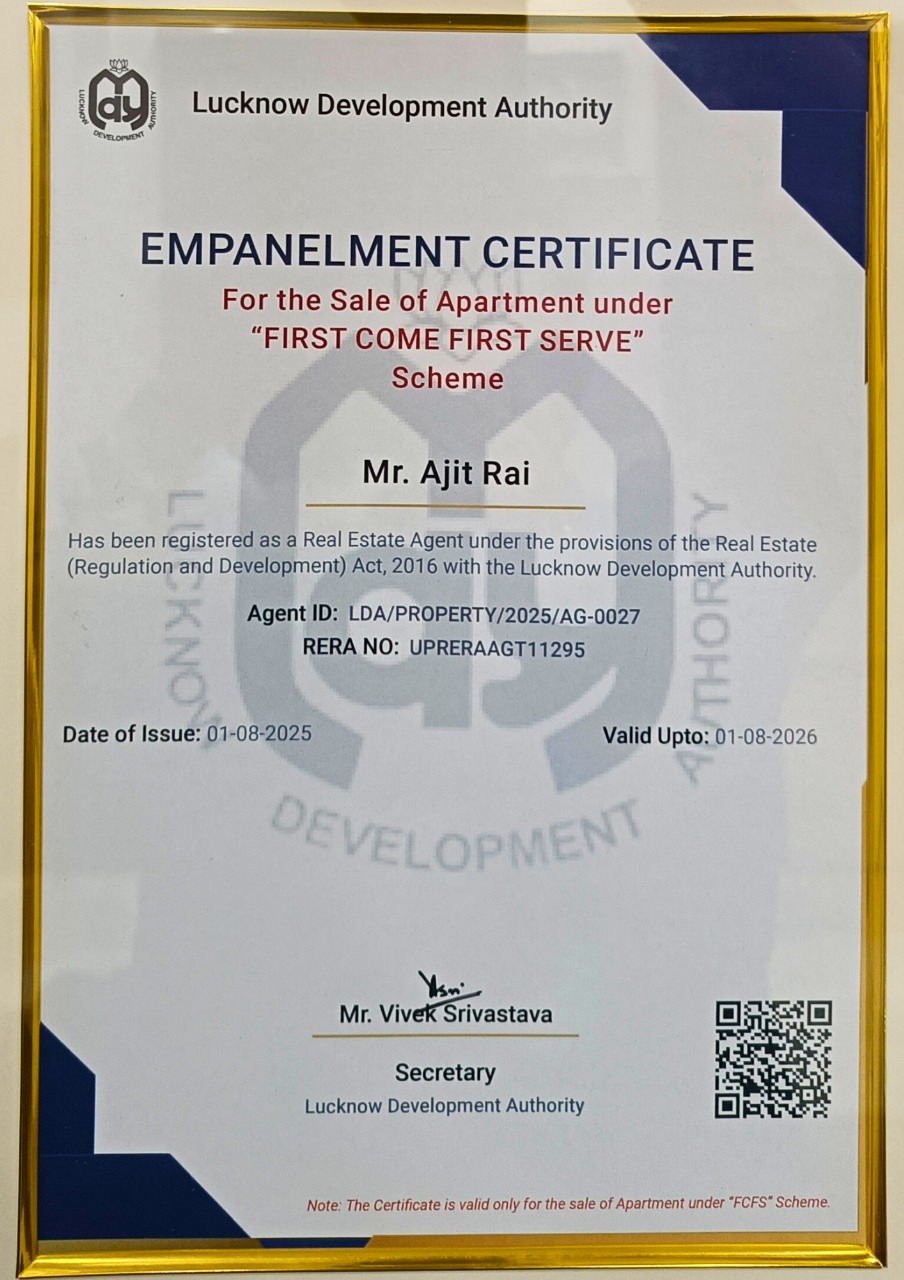 Ajit Rai LDA Empanelment Certificate - Real Estate Agent Certificate